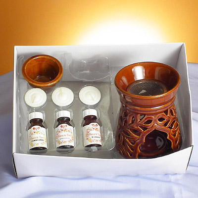 Herb & oil burner set , completed with tealite & fragrance oil