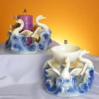 3 - swans optional oil burners and candle holder